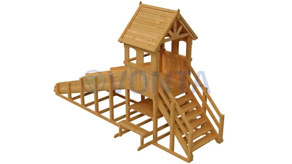 Зимняя деревянная заливная горка Теремок 1 (пропитка)
