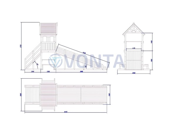 Зимняя деревянная заливная горка Теремок 1 (пропитка)