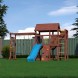 Детская деревянная игровая площадка для улицы дачи CustWood Scout SC10 с большой деревянной крышей