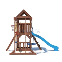 Детская деревянная игровая площадка для улицы дачи CustWood Scout SC10 с большой деревянной крышей