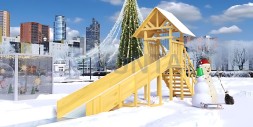 Зимняя заливная горка Савушка Зима Wood-5 скат 5 метров