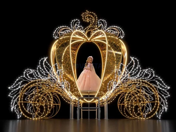 Светодиодная фотозона Карета Тыква 260 см., (SR113)