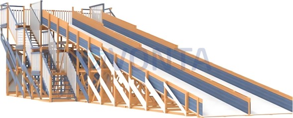 Зимняя деревянная горка IgraGrad Snow Fox скат 18 м мод.2