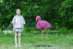 Топиари композиция фламинго розовый, семья Елизи, 7 шт — газон Eco