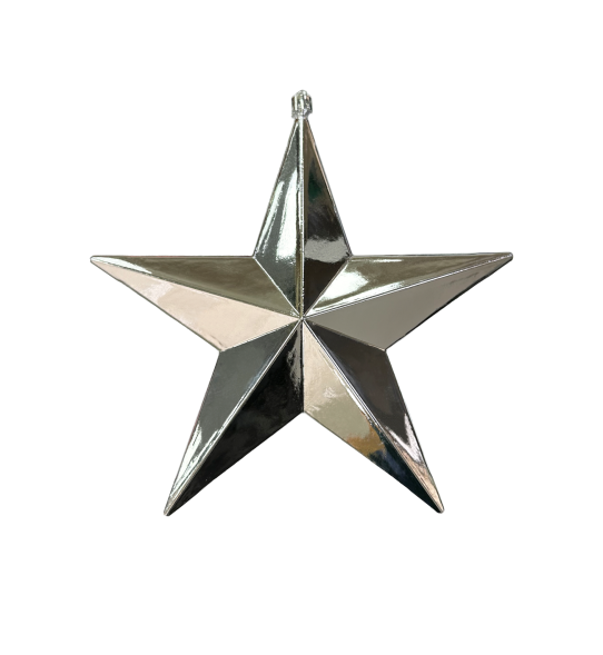 Звезда глянцевая, серебряная,  15 см, 20 см, 30 см