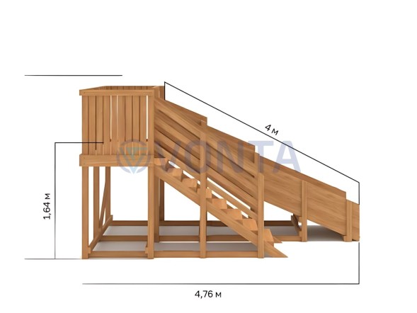 Деревянная зимняя горка IgraGrad Snow Fox скат 4 м