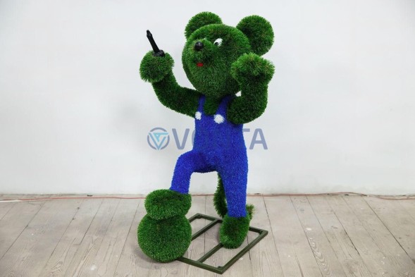 Топиари мышонок Перчик с пистолетом — газон Deluxe + Eco+