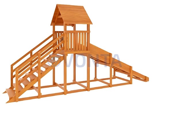 Заливная горка IgraGrad Snow Fox Start с крышей скат 4 м