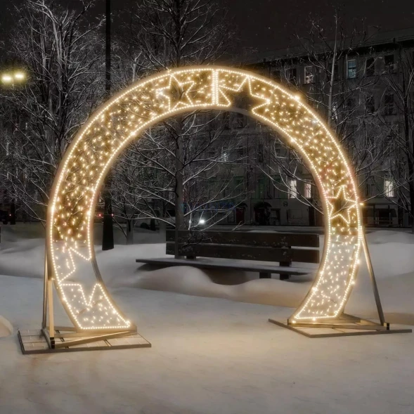 Светодиодная арка Звезды 3.8*3 м., теплый-белый, (ARK-002-1002)