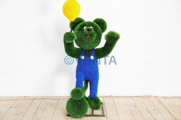 Топиари мышонок Кристиан с шариком и мячом — газон Deluxe + Eco+