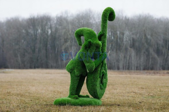 Топиари гном с контрабасом тыква, модель 1 — газон Premium