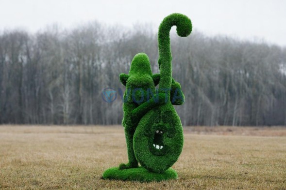 Топиари гном с контрабасом тыква, модель 1 — газон Premium