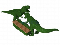 Топиари композиция динозавры схватка, с лавочкой, h=150 см — газон Есо