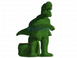 Топиари композиция динозавры схватка, с лавочкой, h=150 см — газон Есо