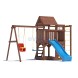 Детская деревянная игровая площадка для улицы дачи CustWood Scout SC4 с деревянной крышей