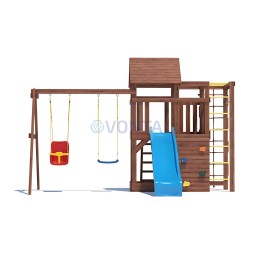 Детская деревянная игровая площадка для улицы дачи CustWood Scout SC4 с деревянной крышей