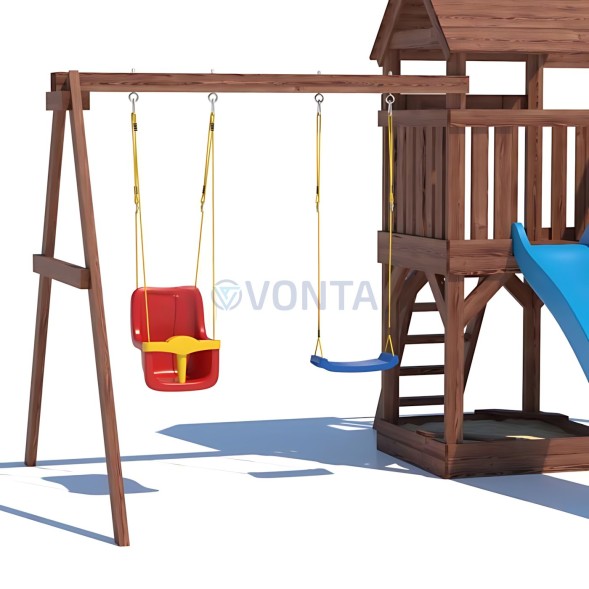 Детская деревянная игровая площадка для улицы дачи CustWood Scout SC4 с деревянной крышей