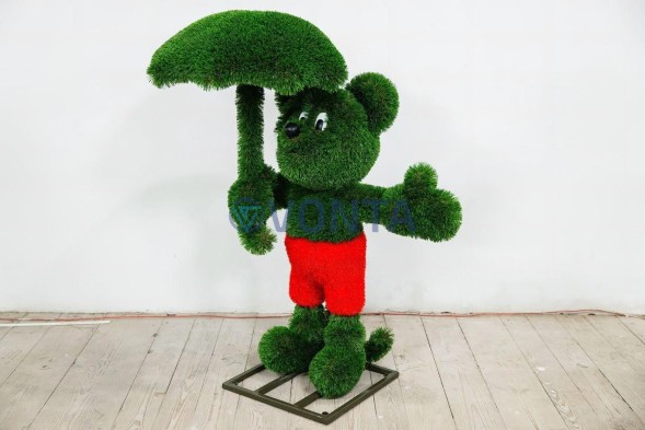 Топиари мышонок Торино с зонтиком — газон Deluxe Green + Eco