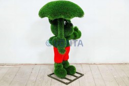 Топиари мышонок Торино с зонтиком — газон Deluxe Green + Eco