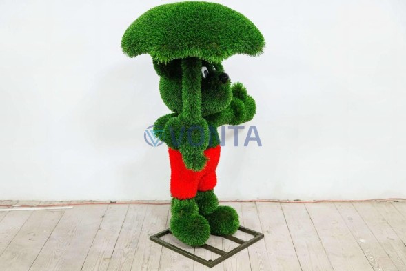 Топиари мышонок Торино с зонтиком — газон Deluxe Green + Eco