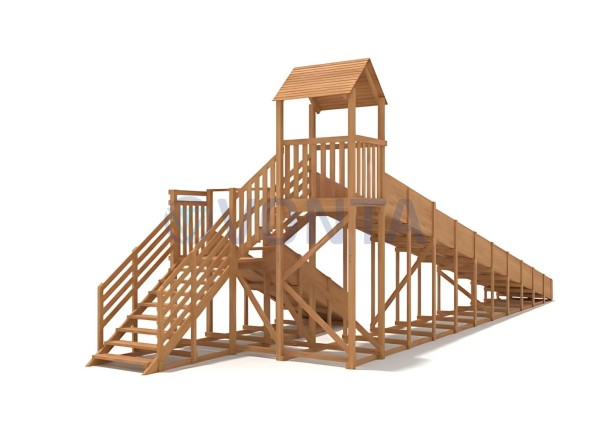 Зимняя деревянная горка IgraGrad Snow Fox 12 м с двумя скатами