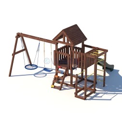 Детская деревянная игровая площадка для улицы дачи CustWood Junior Color JC9 с большой горкой 2,2 метра