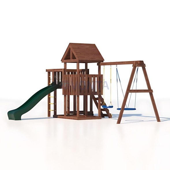 Детская деревянная игровая площадка для улицы дачи CustWood Junior Color JC9 с большой горкой 2,2 метра