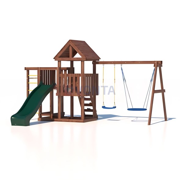 Детская деревянная игровая площадка для улицы дачи CustWood Junior Color JC9 с большой горкой 2,2 метра