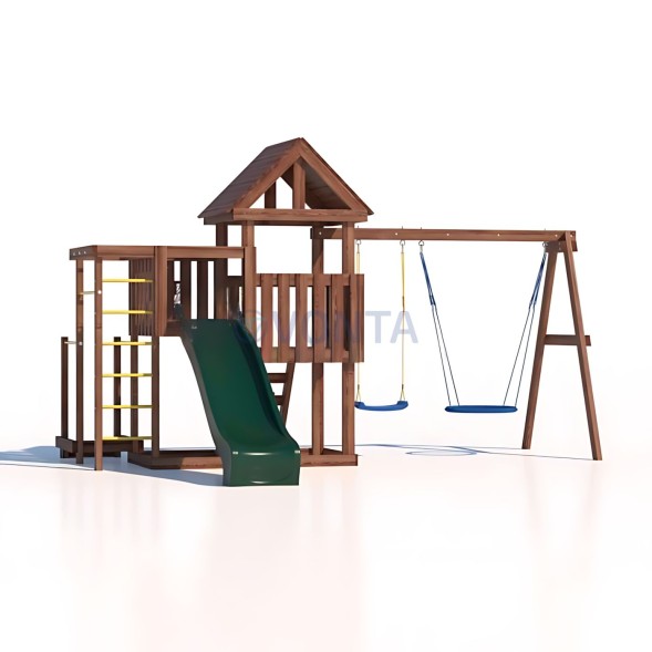 Детская деревянная игровая площадка для улицы дачи CustWood Junior Color JC9 с большой горкой 2,2 метра