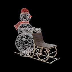 Светодиодная фигура Снеговик с санями 180 см., (SR237)