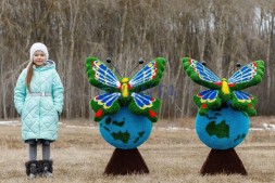 Топиари композиция бабочка Лайза на земном шаре — газон Eco