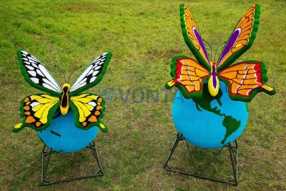 Топиари композиция бабочка Королева III на земном шаре — газон Eco