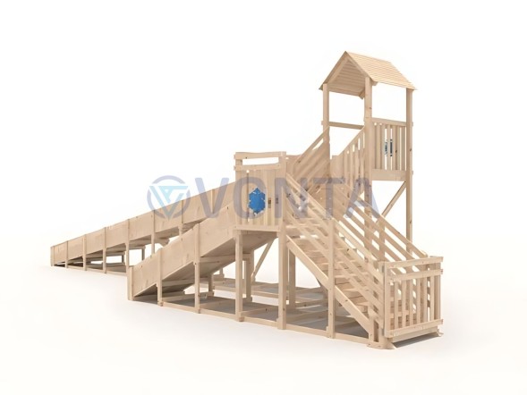 Зимняя деревянная горка IgraGrad Snow Fox 12 м с двумя скатами без окраски