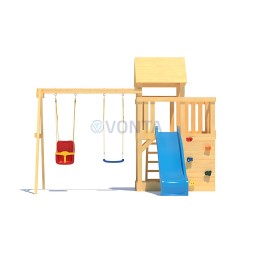 Детская деревянная игровая площадка для улицы дачи CustWood Scout S3 с деревянной крышей