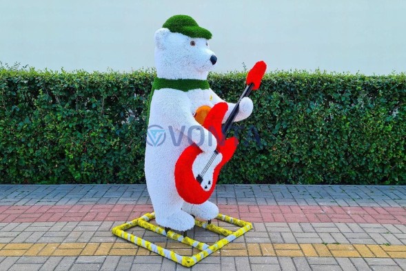 Топиари медведь-контейнер, музыкант, h=170см — газон Eco