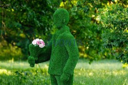 Топиари мужчина с букетом — газон Eco