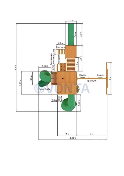 Деревянная детская площадка для дачи Igragrad Великан 3 (Макси)