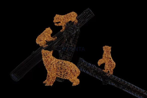 Комплект светодиодных фигур Медведица 120 см. и 3 медвежонка 60 см., (SR166)