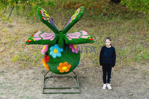 Топиари композиция бабочка на шаре поляна — газон Eco