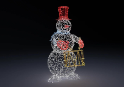 Светодиодная фигура Снеговик-музыкант барабан 220 см. 1 шт., (SR232)