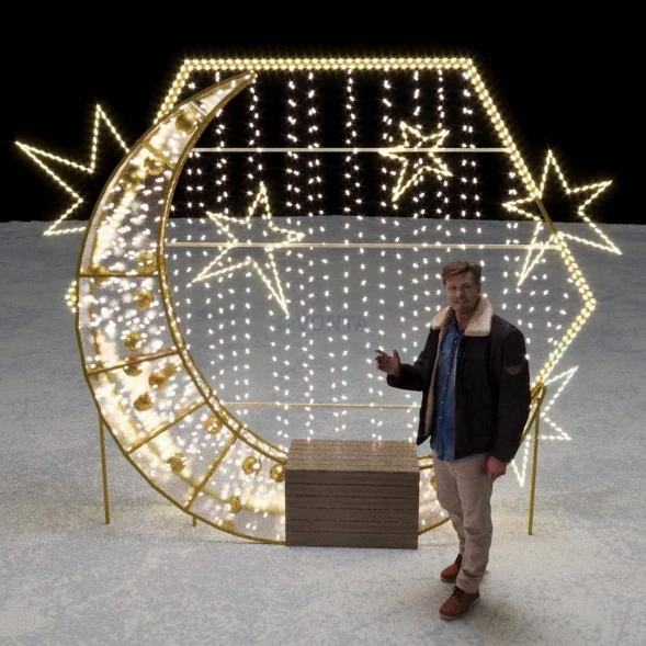 Светодиодная фотозона со скамьей Полумесяц 2.85 м, (OPR-050-1001)