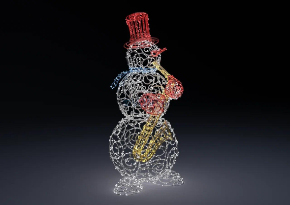 Светодиодная фигура Снеговик-музыкант саксофон 220 см. 1 шт., (SR228)