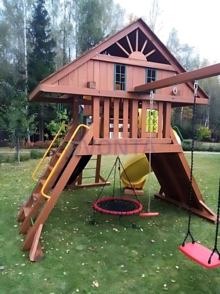 Деревянная детская площадка для дачи Igragrad Крепость Фани Deluxe 2