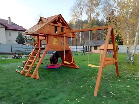 Деревянная детская площадка для дачи Igragrad Крепость Фани Deluxe 2