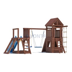 Детская деревянная игровая площадка для улицы дачи CustWood Scout SC9 с деревянной крышей