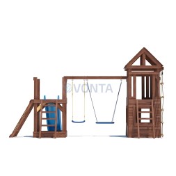 Детская деревянная игровая площадка для улицы дачи CustWood Scout SC9 с деревянной крышей