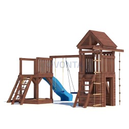 Детская деревянная игровая площадка для улицы дачи CustWood Scout SC9 с деревянной крышей