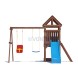 Детская деревянная игровая площадка для улицы дачи CustWood Scout SC6 с деревянной крышей